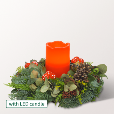 Arrangement with red 1 LED-Candle