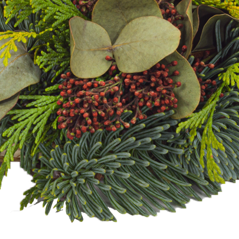 Weihnachtsgesteck mit roter LED-Kerze mit Ferrero Giotto 3er