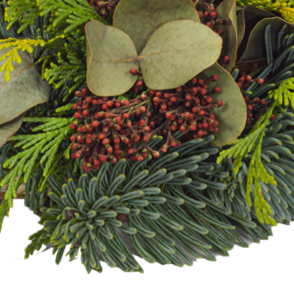 Weihnachtsgesteck mit roter LED-Kerze mit Ferrero Giotto 3er