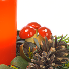 Adventsgesteck mit roter LED-Kerze