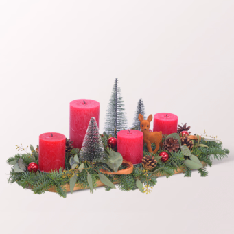 Adventsgesteck Weihnachtswald mit Halloren Kugeln