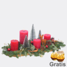 Adventsgesteck Weihnachtswald mit 2 Ferrero Rocher