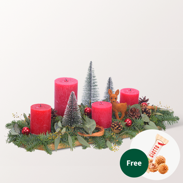 Arrangement Christmas Wood with 3 Ferrero Giotto