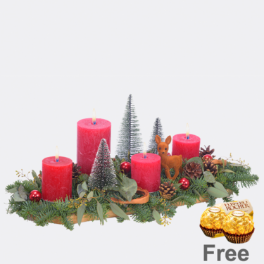 Arrangement Christmas Wood with 2 Ferrero Rocher