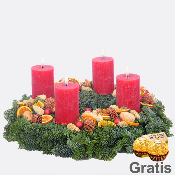 Adventskranz Adventabend (Ø 30 cm) mit 2 Ferrero Rocher