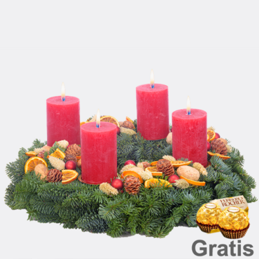 Adventskranz Adventabend (Ø 30 cm) mit 2 Ferrero Rocher