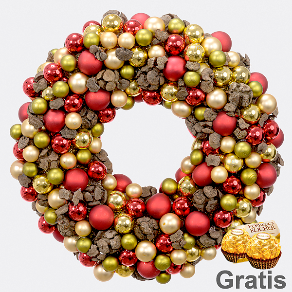 Großartiger Weihnachtskranz (Ø 25 cm) mit 2 Ferrero Rocher