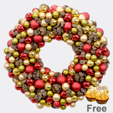 Great Christmas Wreath (Ø 25 cm) with 2 Ferrero Rocher