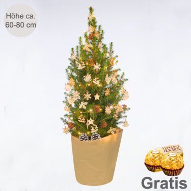Weihnachtsbaum Wintertanz mit Lichterkette & mit 2 Ferrero Rocher