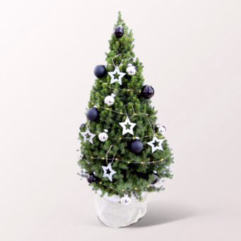 Christmas Tree Silbertraum with X-Mas lights