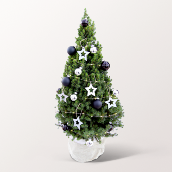 Christmas Tree Silbertraum with X-Mas lights