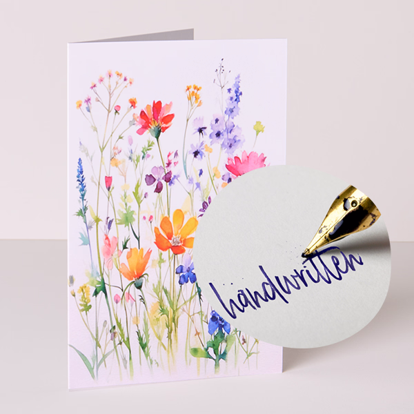 Greeting Card with Hand Written Greeting Text
