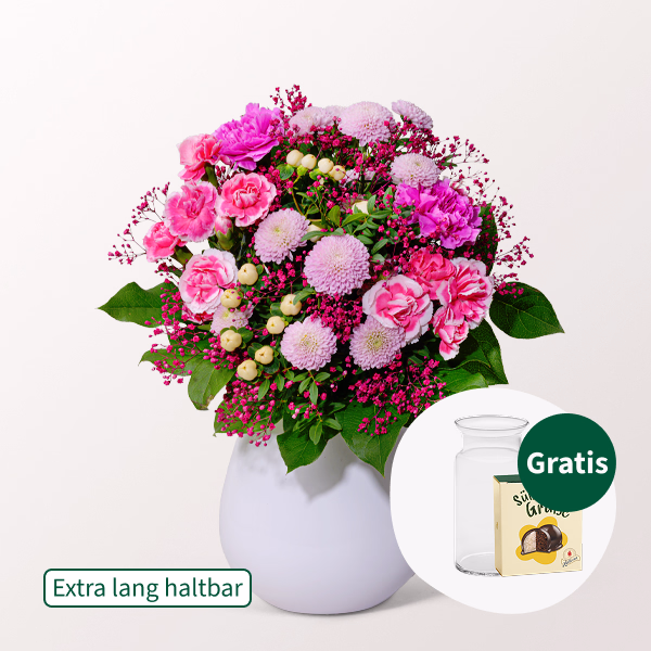 Blumenstrauß Schöner Sommer mit Halloren Kugeln & Vase