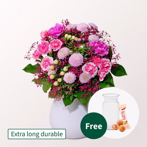 Flower Bouquet Schöner Sommer with vase & Ferrero Giotto