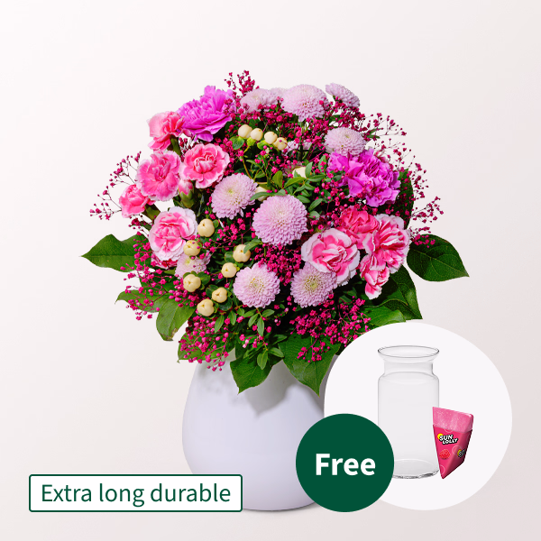 Flower Bouquet Schöner Sommer with SunLolly Raspberry & vase