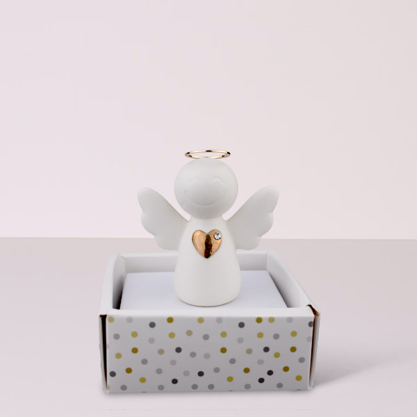 Ceramic Guardian Angel with Heart (7,5 cm)