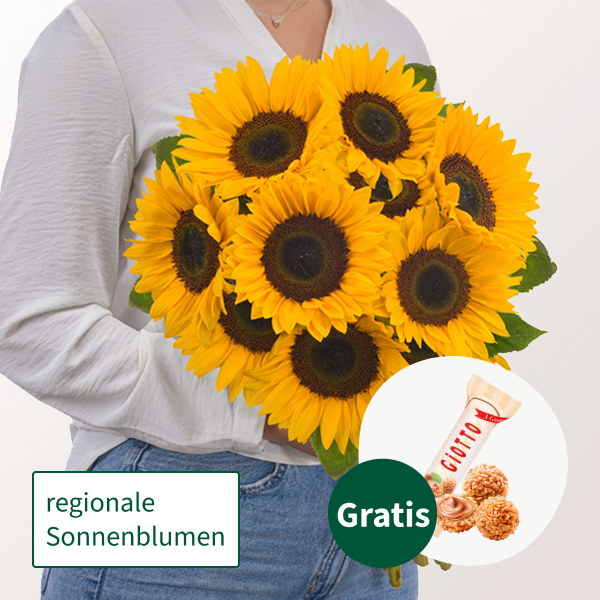 Sonnenblumen im Bund mit Ferrero Giotto 3er