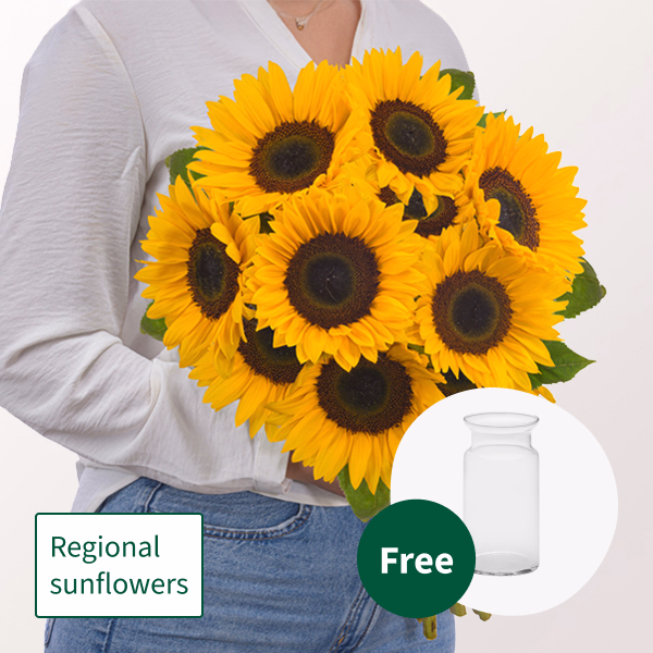 Bunch of Sunflowers with vase