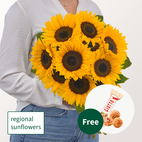 Bunch of Sunflowers with 3 Ferrero Giotto