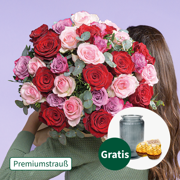 Premium Rosenstrauß XXL - 21 Rosen Handgebunden Vom Florist