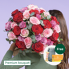 Premium Bouquet Lieblingsmensch with Premium Vase & Teaballs & 3 Ferrero Giotto