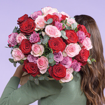 Premium Bouquet Lieblingsmensch with Premium Vase & SunLolly Raspberry