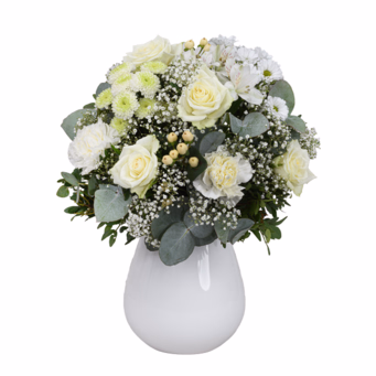 Sympathy Bouquet in white mit vase