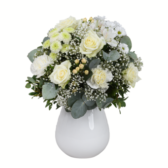 Sympathy Bouquet in white with vase