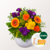 Blumenstrauß Goldener Herbst mit Vase & Teaballs & Ferrero Giotto 3er