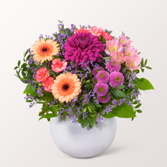 Blumenstrauß Herbstzauber mit Vase & Teaballs & Ferrero Giotto 3er
