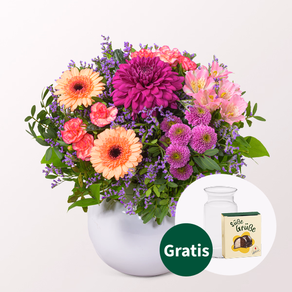 Blumenstrauß Herbstzauber mit Halloren Kugeln & Vase