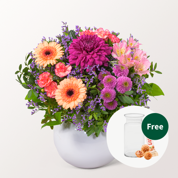 Flower Bouquet Herbstzauber with vase & 3 Ferrero Giotto