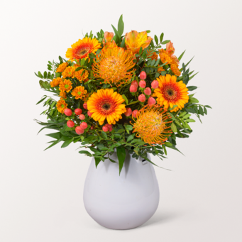 Blumenstrauß Herbsttraum mit Vase & Teaballs & Ferrero Giotto 3er