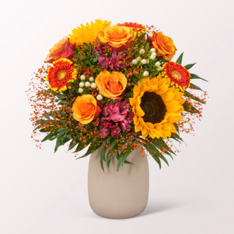 Blumenstrauß Landliebe mit Halloren Kugeln & Vase