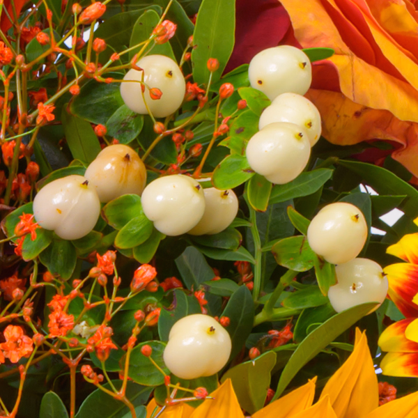 Blumenstrauß Landliebe mit Halloren Kugeln & Vase