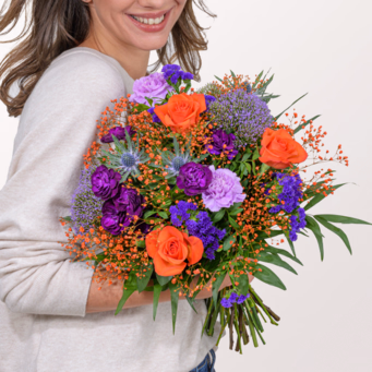 Blumenstrauß Lebenslust mit Halloren Kugeln & Vase