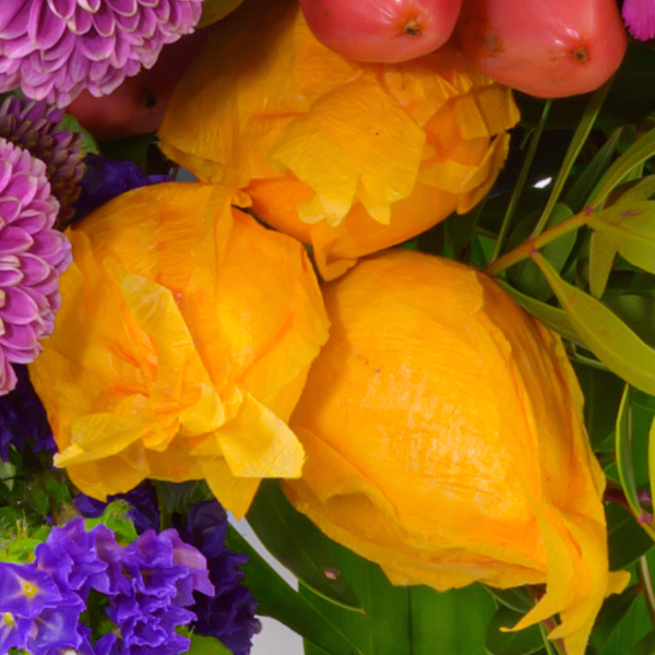 Premiumstrauß Herbsttanz mit Premiumvase & Halloren Kugeln