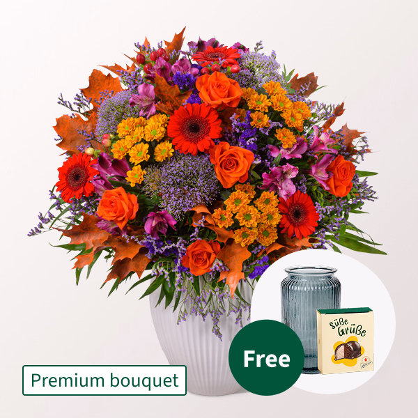 Premium Bouquet Lust auf Herbst with Premium Vase & Halloren Balls