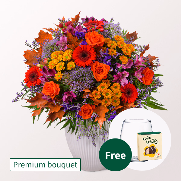 Premium Bouquet Lust auf Herbst with Premium Vase & Halloren Balls