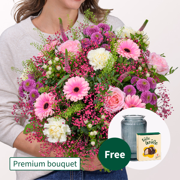 Premium Bouquet Herbstkind with Premium Vase & Halloren Balls