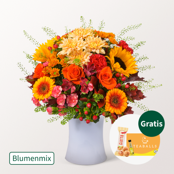 Blumenmix Indian Summer mit Teaballs & Ferrero Giotto 3er