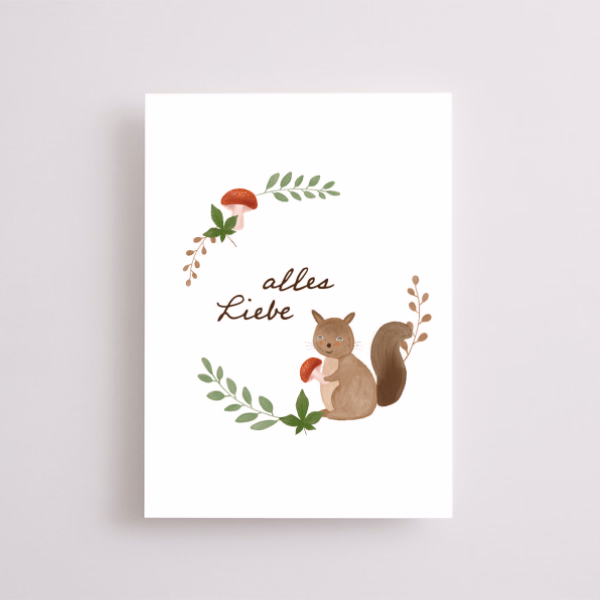 Greeting Card Squirrel „Alles Liebe“