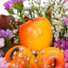 Blumenstrauß Herbstgefühle mit Vase & Teaballs & Ferrero Giotto 3er