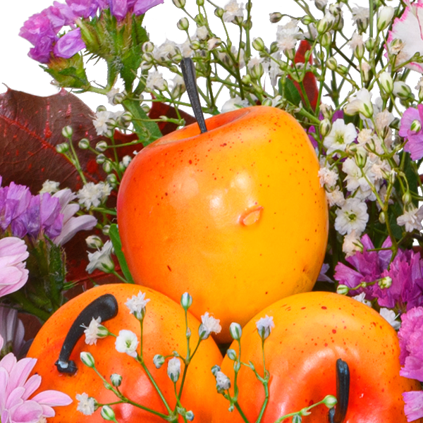Blumenstrauß Herbstgefühle mit Halloren Kugeln & Vase