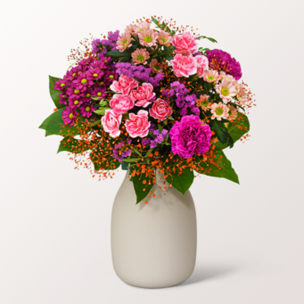 Blumenstrauß Herbstblüten mit Vase & Teaballs & Ferrero Giotto 3er