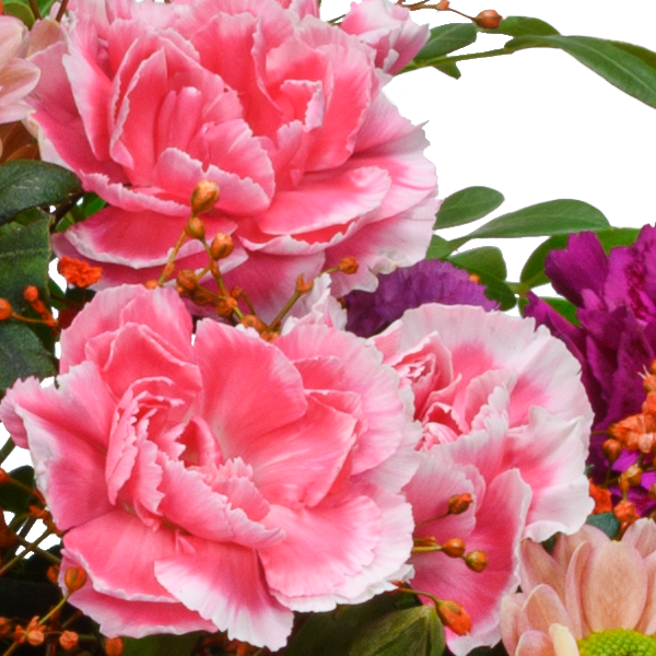 Blumenstrauß Herbstblüten mit Vase & Ferrero Giotto 3er & Teaballs