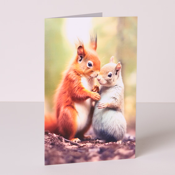 Motivkarte Eichhörnchen im Herbst