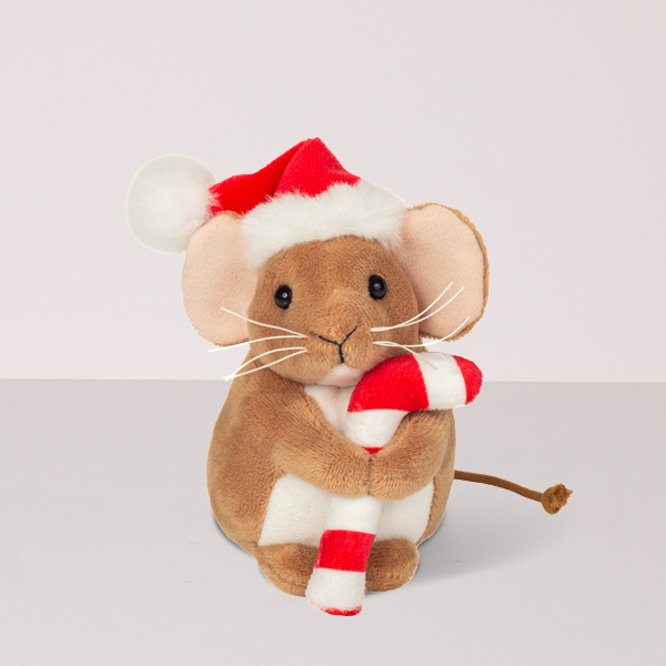 Weihnachtsmaus mit Zuckerstange (11 cm)