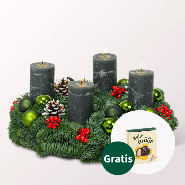 Adventskranz Green Santa (Ø 35 cm) mit Halloren Kugeln