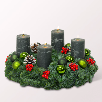 Adventskranz Green Santa (Ø 35 cm) mit Halloren Kugeln